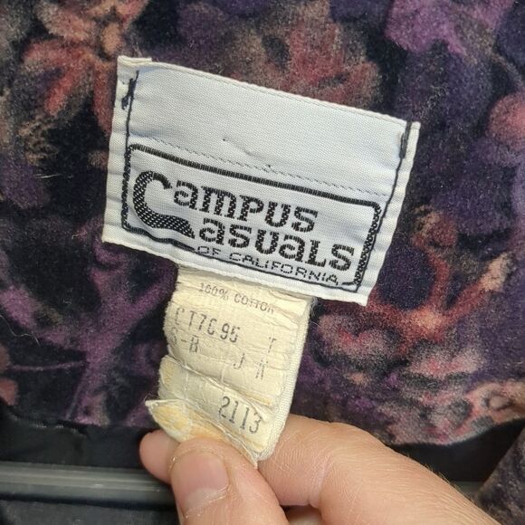 Vintage 1970s Floral Velour Blazer Jacket Womens Size Large - Picture 5 of 7